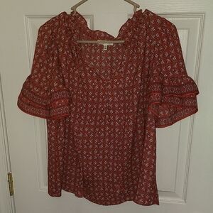 Women's Red Patterned Top